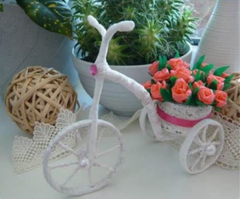 cách làm xe đạp chở hoa bằng ống giấy