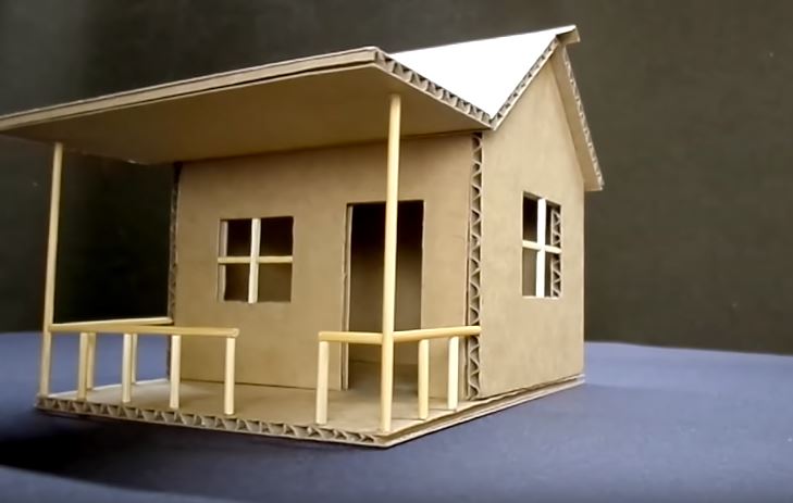cách làm ngôi nhà bằng bìa cát tông