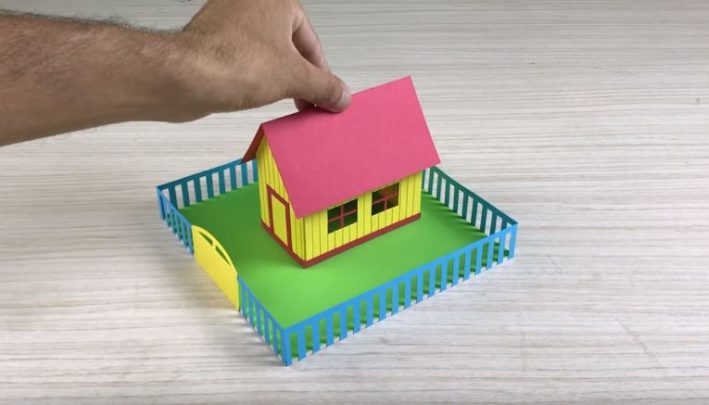 2 cách làm nhà bằng giấy màu thủ công và giấy các tông cực đẹp