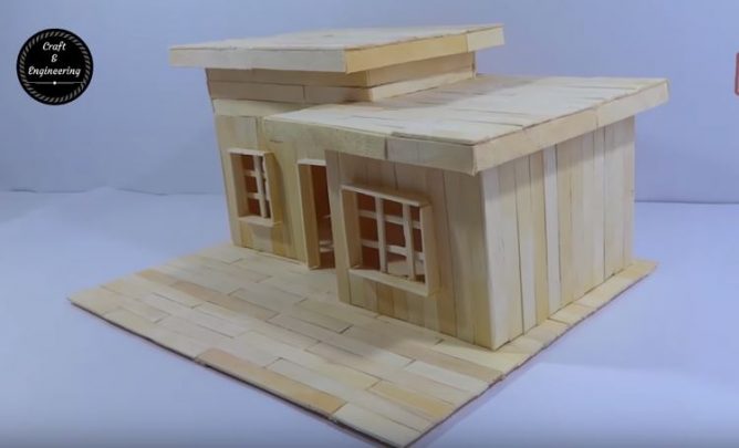 cách làm nhà từ que kem gỗ